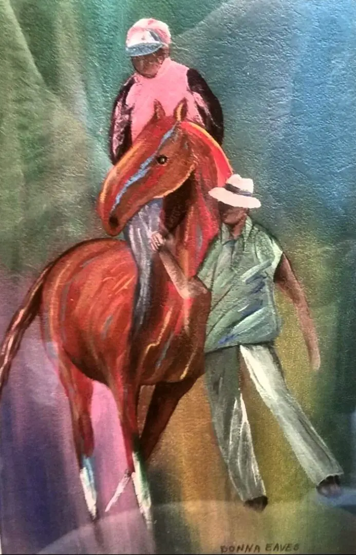 A painting of a man riding a horse.