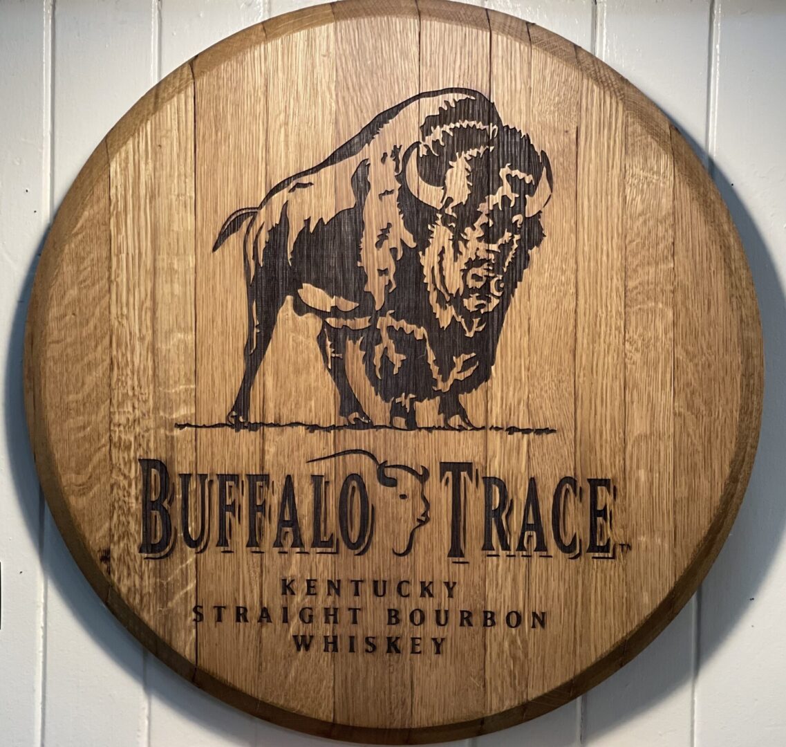 Buffalo trace kentucky bourbon barrel sign.